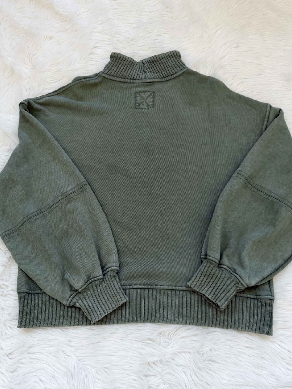Aerie Sun's Out Quarter Zip Sweatshirt - in Olive - Small - Picture 4 of 5